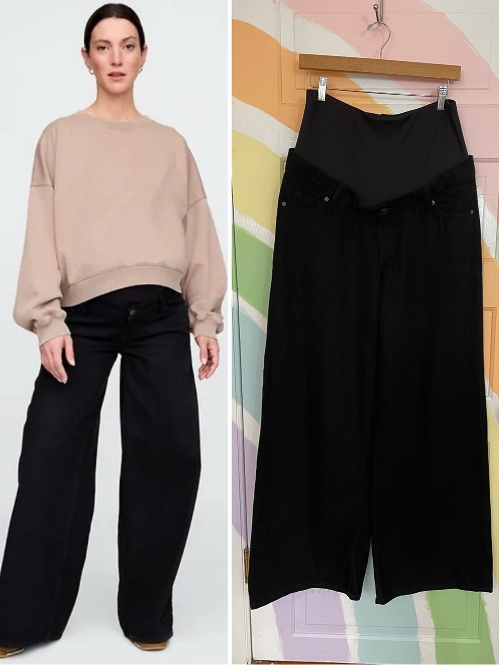 Gap Wide Leg Maternity Black Baggy Jeans Full Panel Sz 30/10 Long 🧡🎀